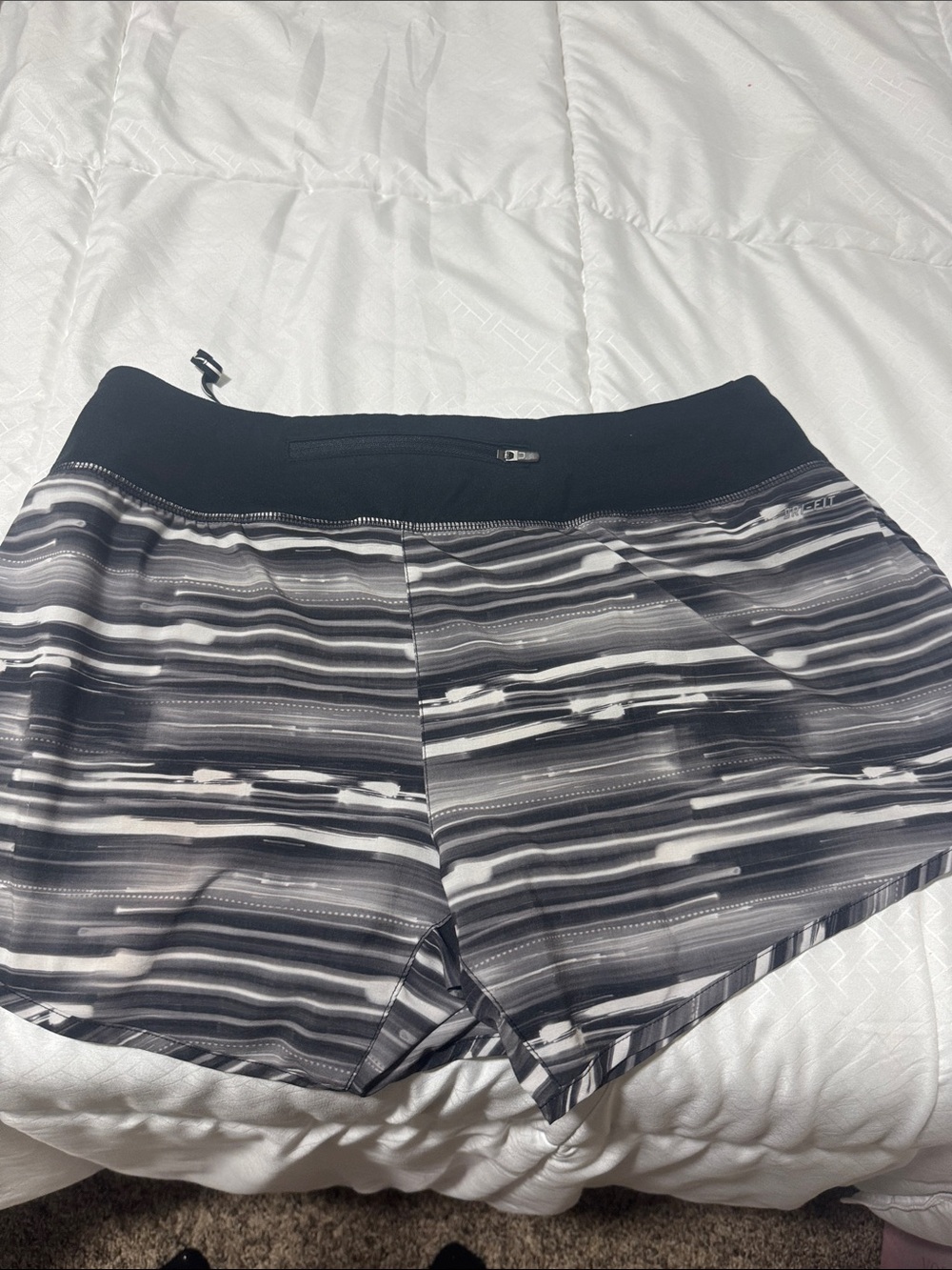 Nike Women's Black & Gray Striped Running Shorts - Picture 3 of 6